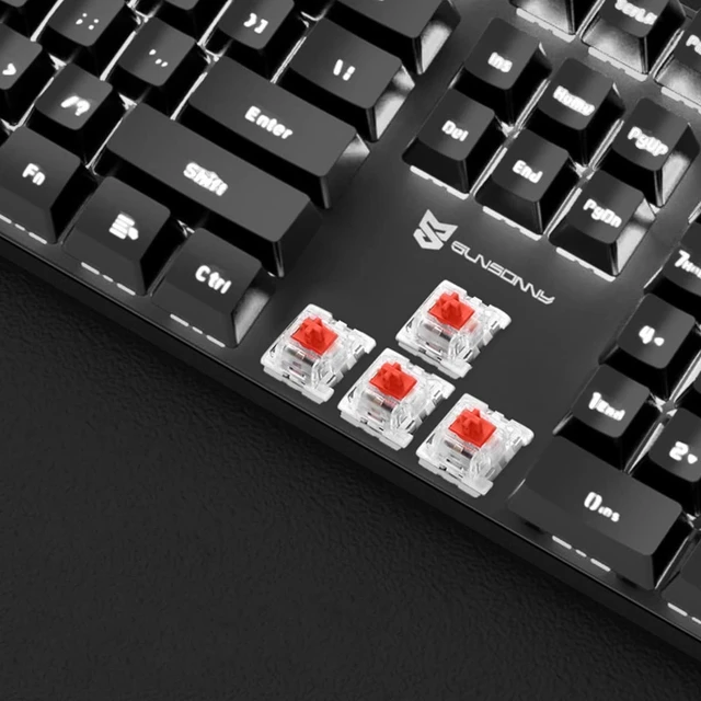 Alt view image 2 of 7 - Mechanical Keyboard Gaming Keyboard | Red Switch, White Backlit Keyboard | 104 Keys US Layout | Wired Gaming Keyboard | Hot Swappable Mechanical Keyboard | PC Gaming Keyboards (Black)