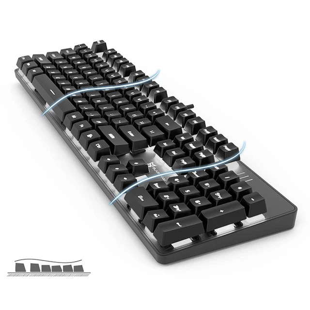 Alt view image 3 of 7 - Mechanical Keyboard Gaming Keyboard | Red Switch, White Backlit Keyboard | 104 Keys US Layout | Wired Gaming Keyboard | Hot Swappable Mechanical Keyboard | PC Gaming Keyboards (Black)