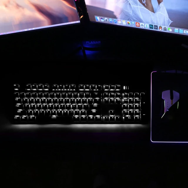Alt view image 7 of 7 - Mechanical Keyboard Gaming Keyboard | Red Switch, White Backlit Keyboard | 104 Keys US Layout | Wired Gaming Keyboard | Hot Swappable Mechanical Keyboard | PC Gaming Keyboards (Black)