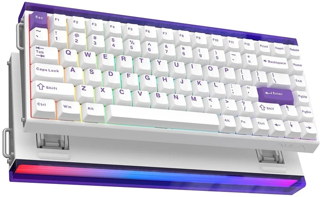 Main image of Aula Hero84 HE Wired Magnetic Gaming Keyboard, Rapid Hall Effect Keyboard with 0.01mm Adjustable Actuation, 8kHz Polling, 5-Layer Sound Dampening, RGB Lightbox & Backlit (White Purple)
