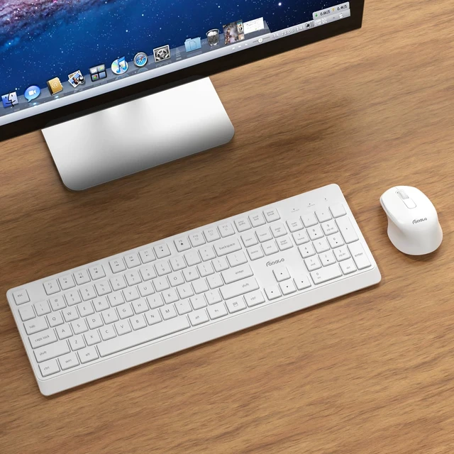 Alt view image 7 of 7 - Wireless Keyboard and Mouse Combo Quiet for PC, Laptop and Mac -White | Single USB-A Receiver, Full Size with Number Pad, Silent, Low-Profile, Light Weight, Work with Windows/Mac for Home & Office