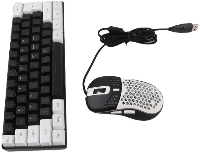 Main image of 61 Key RGB Keyboard with Ergonomic Design (Black Center White Frame) | RGB backlight, compatible with and , compact size, gaming mouse included