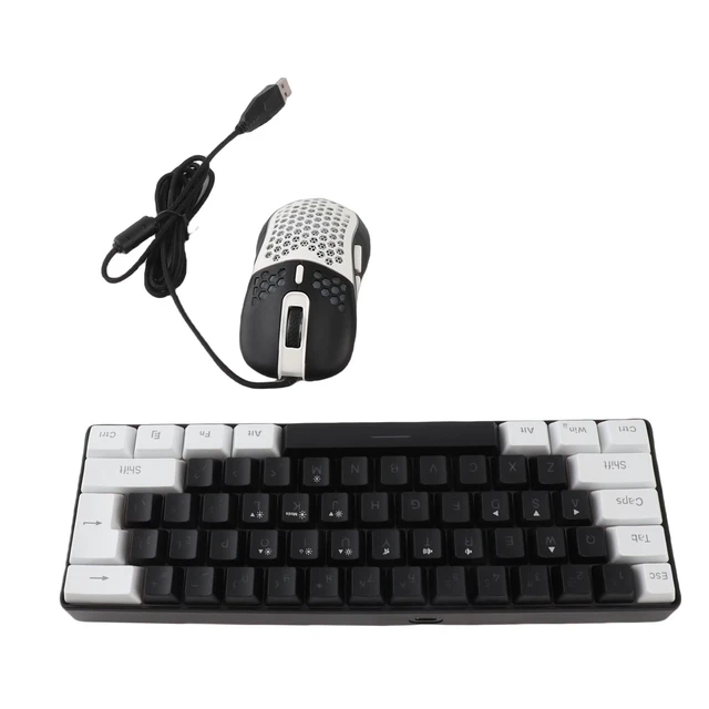 Alt view image 2 of 7 - 61 Key RGB Keyboard with Ergonomic Design (Black Center White Frame) | RGB backlight, compatible with and , compact size, gaming mouse included