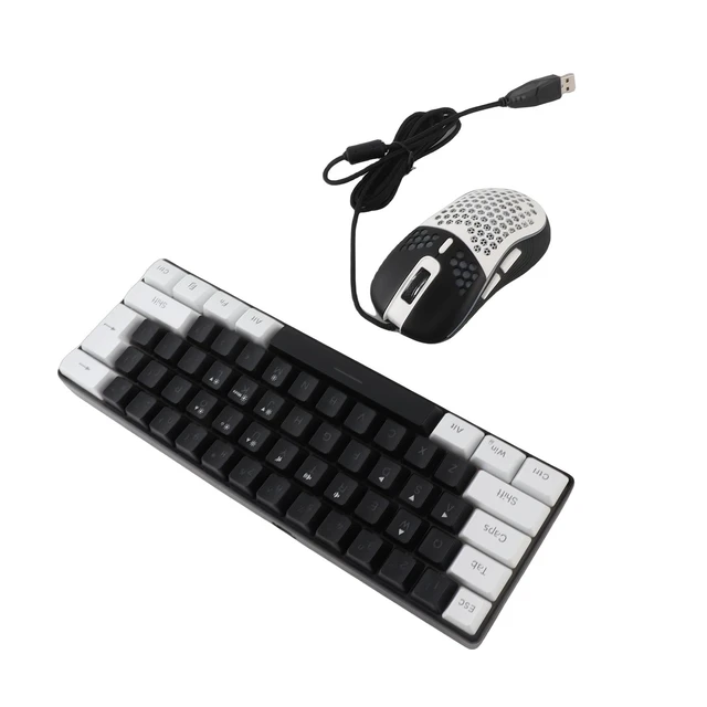 Alt view image 5 of 7 - 61 Key RGB Keyboard with Ergonomic Design (Black Center White Frame) | RGB backlight, compatible with and , compact size, gaming mouse included