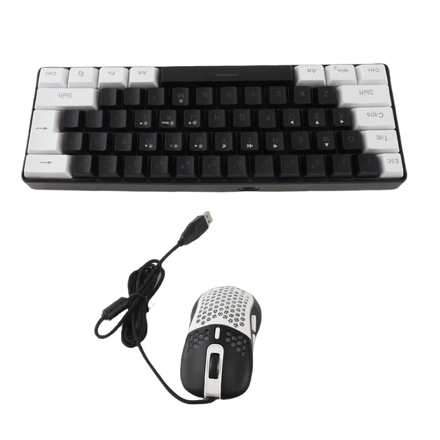 Alt view image 4 of 7 - 61 Key RGB Keyboard with Ergonomic Design (Black Center White Frame) | RGB backlight, compatible with and , compact size, gaming mouse included
