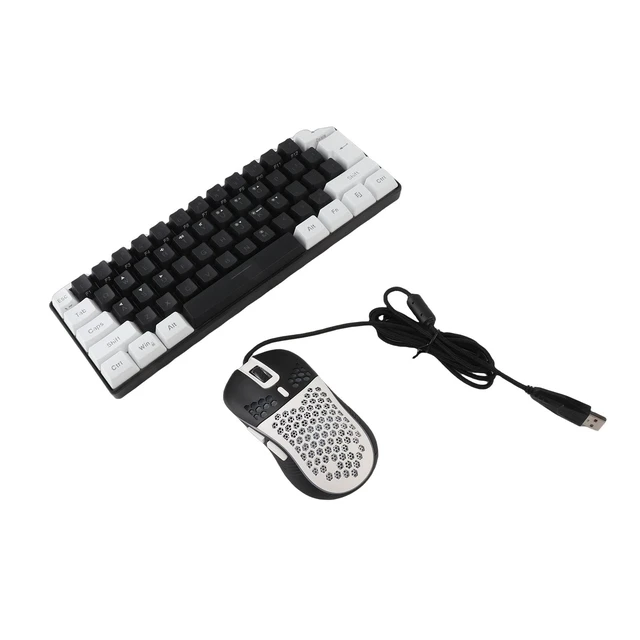 Alt view image 6 of 7 - 61 Key RGB Keyboard with Ergonomic Design (Black Center White Frame) | RGB backlight, compatible with and , compact size, gaming mouse included