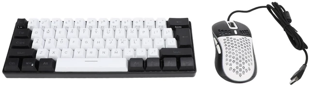 Main image of 61 Key RGB Keyboard with Ergonomic Design (White Center Black Frame) | RGB backlight, compatible with and , compact size, gaming mouse included