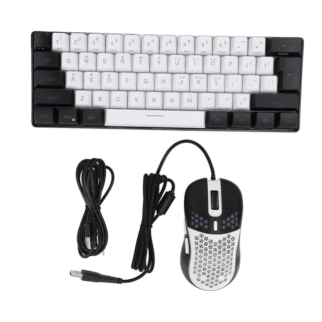 Alt view image 5 of 7 - 61 Key RGB Keyboard with Ergonomic Design (White Center Black Frame) | RGB backlight, compatible with and , compact size, gaming mouse included