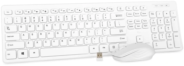 Main image of Wireless Keyboard & Mouse Combo, Standard Office PC Set with Optical Mouse,White