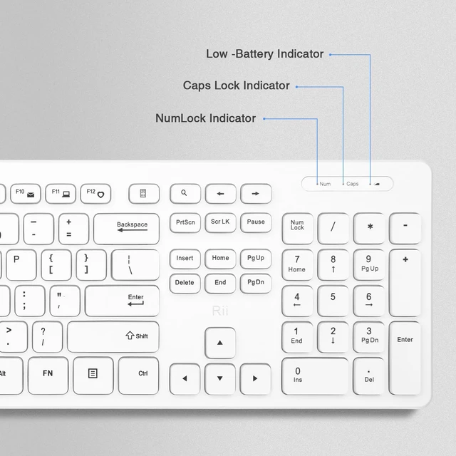 Alt view image 3 of 7 - Wireless Keyboard & Mouse Combo, Standard Office PC Set with Optical Mouse,White