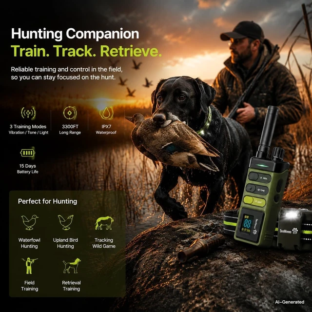 Alt view image 7 of 7 - Training Collar 5249ft Rechargeable Dog E Collar for Small Medium Large | IPX7 Waterproof, 3 Humane Modes (Beep/Vibration/Shock), 1-99 Levels, Single Channel, 5-150lbs Fit