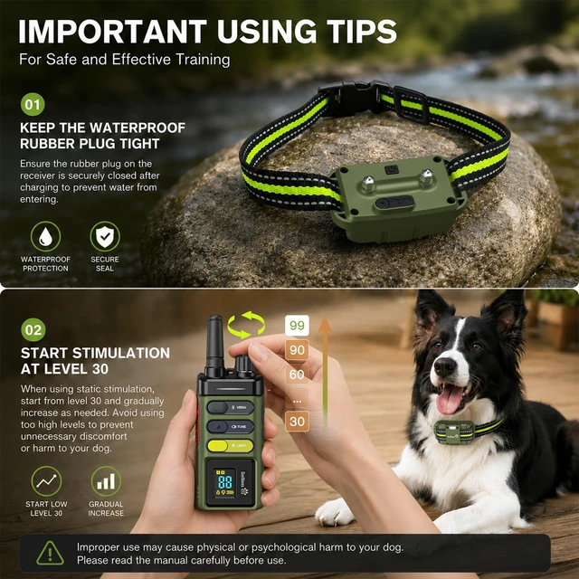 Alt view image 6 of 7 - Training Collar 5249ft Rechargeable Dog E Collar for Small Medium Large | IPX7 Waterproof, 3 Humane Modes (Beep/Vibration/Shock), 1-99 Levels, Single Channel, 5-150lbs Fit