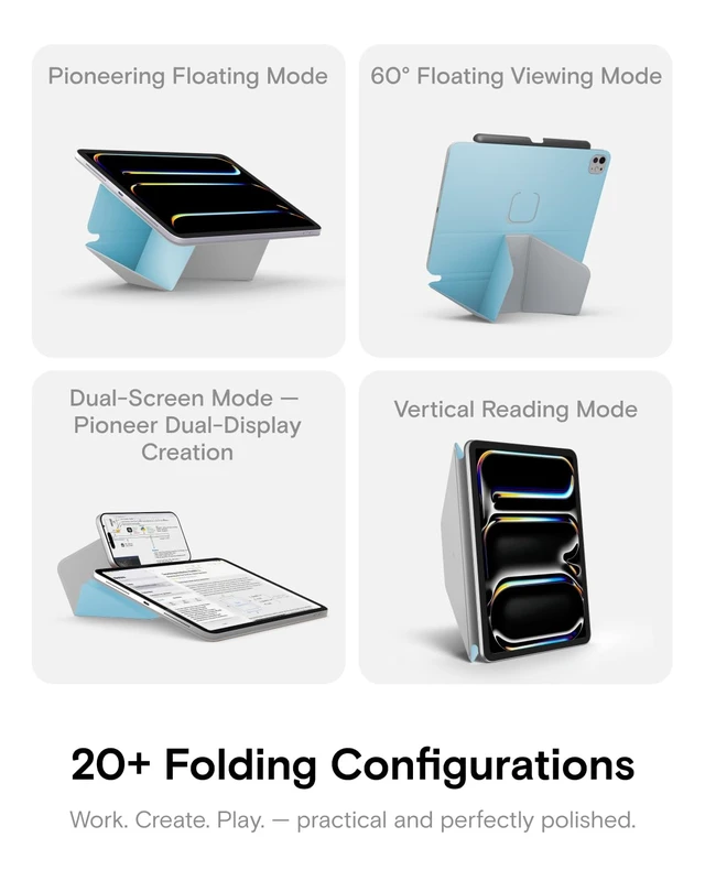 Alt view image 3 of 7 - Dynamic Folio Case for iPad Pro 13 Inch M5 2025 & M4 2024 | 20+ Viewing Angles | Unltr-Thin | Slim | Seamless Snap-on | Magnetic Stand | Portable |Two Tone | Auto Wake/Sleep
