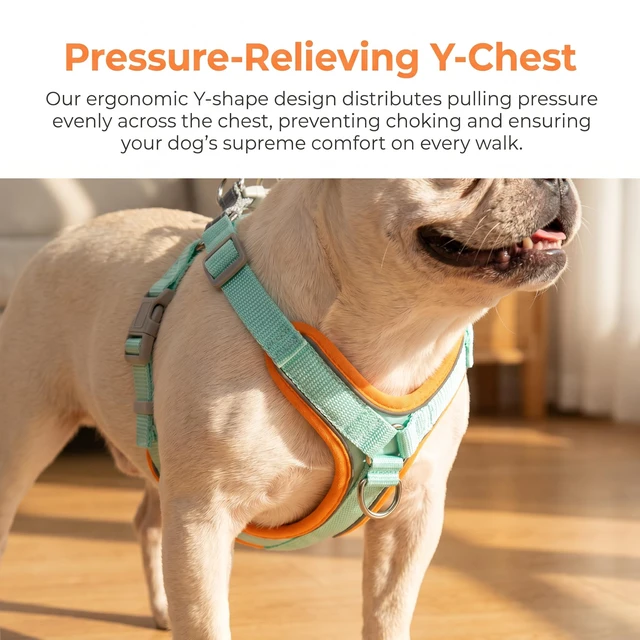 Alt view image 3 of 6 - No Pull Dog Harness,Soft Padded Reflective Dog Harness Vest,Breathable Adjustable Pet Harness with 2 D-Rings,Escape Proof Dog Harness for Small Medium Dogs Puppy French Bulldog Corgi (Green)