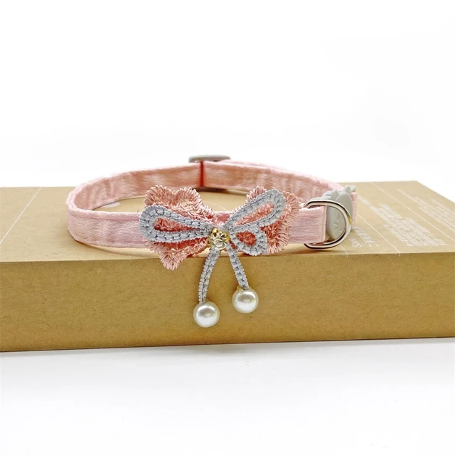Main image of Colorful Lace Flower Cat Collar with Bell Decoration and Adjustable Tag, Polyester Pet Collar for Small Dogs and Cats, Cute Accessory