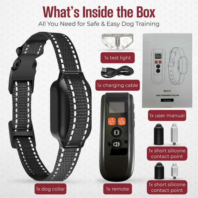 Alt view image 2 of 7 - Dog Training Collar with Remote Beep & Vibration Modes Adjustable Levels, Waterproof Receiver, Rechargeable Training Collar for Small, Medium & Large Dogs Up to 1000-3300FT of Range
