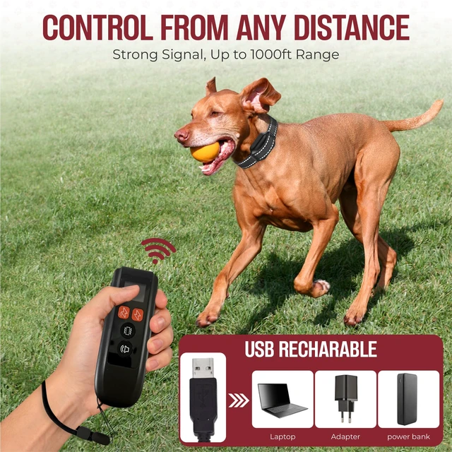 Alt view image 7 of 7 - Dog Training Collar with Remote Beep & Vibration Modes Adjustable Levels, Waterproof Receiver, Rechargeable Training Collar for Small, Medium & Large Dogs Up to 1000-3300FT of Range