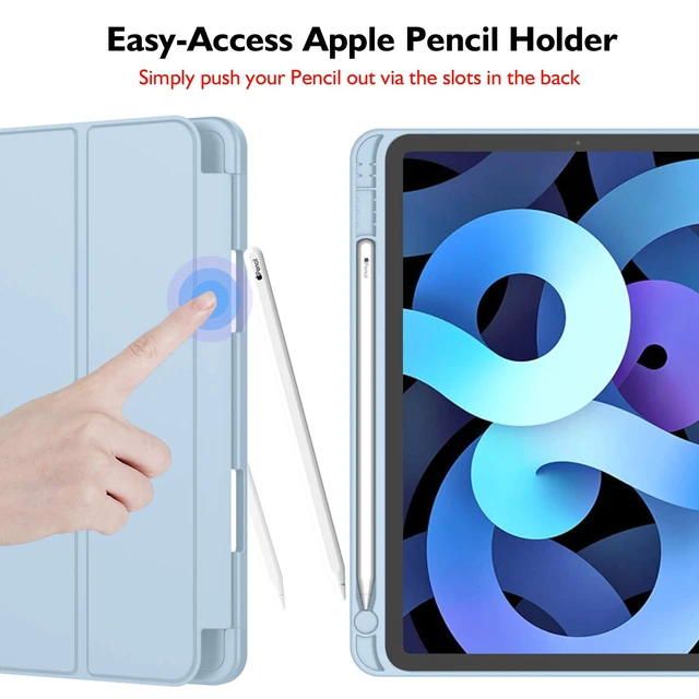 Alt view image 3 of 7 - iPad Air 11 Inch Case M4/M3/M2(2026/2025/2024), iPad Air 5th/4th Generation Case 2022/2020 10.9 Inch with Pencil Holder,Trifold Stand Smart Case with Soft TPU Back(Sky Blue)