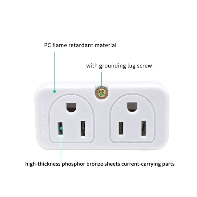 Alt view image 2 of 7 - Adapter Outlet Extender, 2-Prong Mini Wall Plug, Multi Outlet Splitter with 4 Outlets