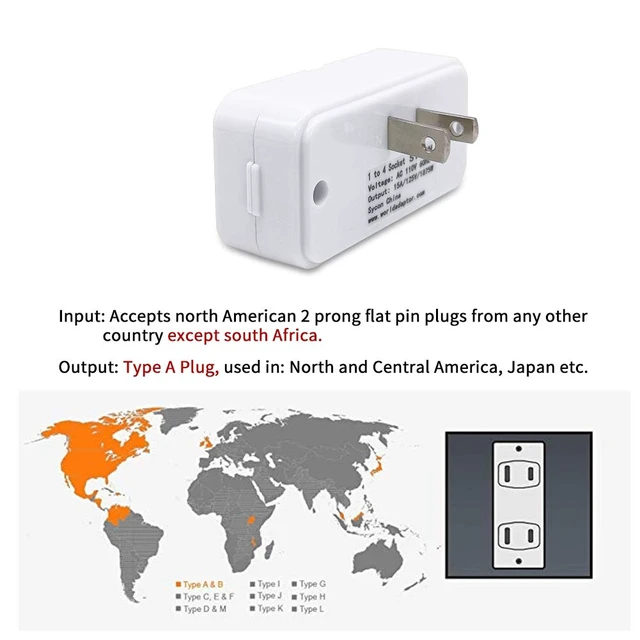 Alt view image 4 of 7 - Adapter Outlet Extender, 2-Prong Mini Wall Plug, Multi Outlet Splitter with 4 Outlets