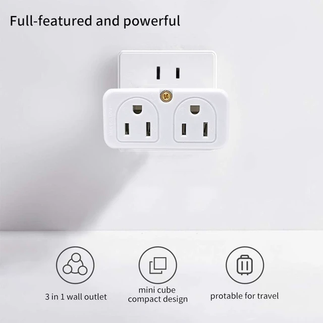 Alt view image 6 of 7 - Adapter Outlet Extender, 2-Prong Mini Wall Plug, Multi Outlet Splitter with 4 Outlets