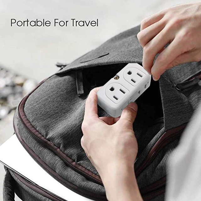 Alt view image 7 of 7 - Adapter Outlet Extender, 2-Prong Mini Wall Plug, Multi Outlet Splitter with 4 Outlets