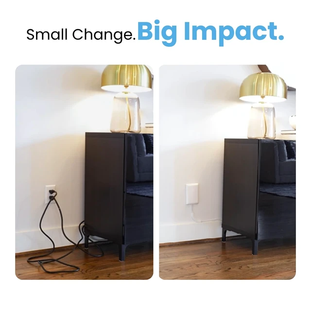 Alt view image 2 of 7 - Original & Patented Ultra-Thin Outlet Concealer with Cord Concealer Kit, Flat Extension Cord with Multi Outlets Power Strip, Ideal for Home Improvement, Hide Bulky and Messy Cords