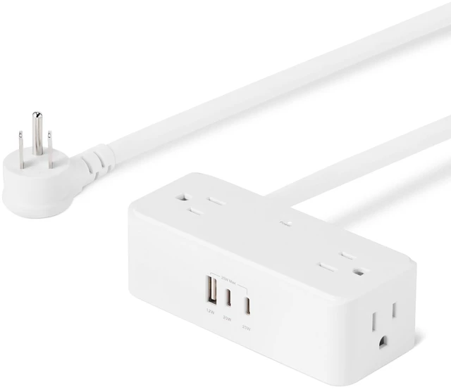 Main image of Power Strip with 4 AC Outlets, 20W USB C Fast Charging, 2 USB C, 1 USB A Port, 5 ft Extension Cord, Home, Office, Travel, TUV Listed