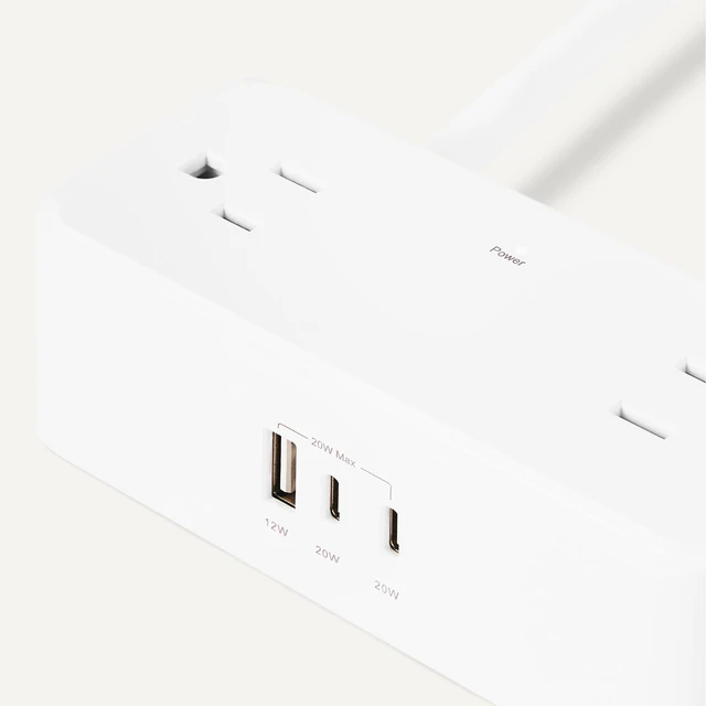Alt view image 3 of 5 - Power Strip with 4 AC Outlets, 20W USB C Fast Charging, 2 USB C, 1 USB A Port, 5 ft Extension Cord, Home, Office, Travel, TUV Listed