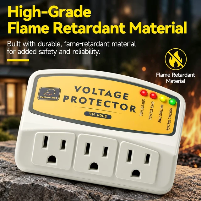 Alt view image 7 of 7 - Surge Protector for Home Appliance, 3 Outlets 120V 12A 1440W, 1 Pack | Voltage Protector, Multi Function Plug with Protection Wall Mount Power Suppressor for Refrigerator TV PC AC