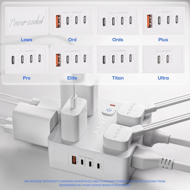 Alt view image 3 of 7 - Surge Protected Power Strip,4USB Ports,PD 35W Fast Charging | Features 8 outlets & 4 USBs (1A+3C),Plug-in,with overload & lightning protection,UL certified.