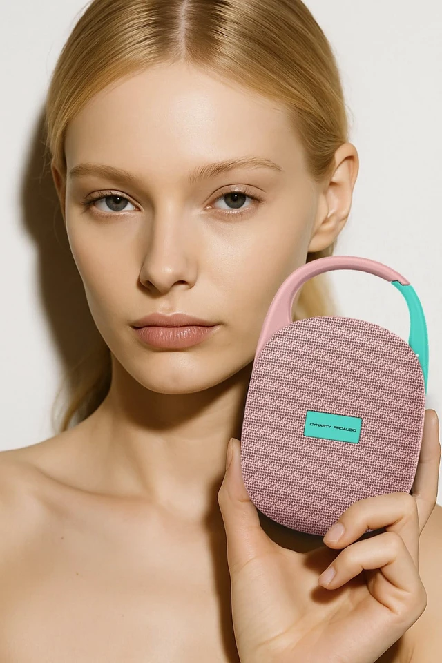 Alt view image 5 of 6 - SB-POD Ultra-Portable Bluetooth Speaker with LED Ambient Lights, IPX7 Waterproof & Dustproof, Blueotooth 5.3, HD Sound, Punch Bass, Integrated Carabiner, Stereo Pairing (Pink)