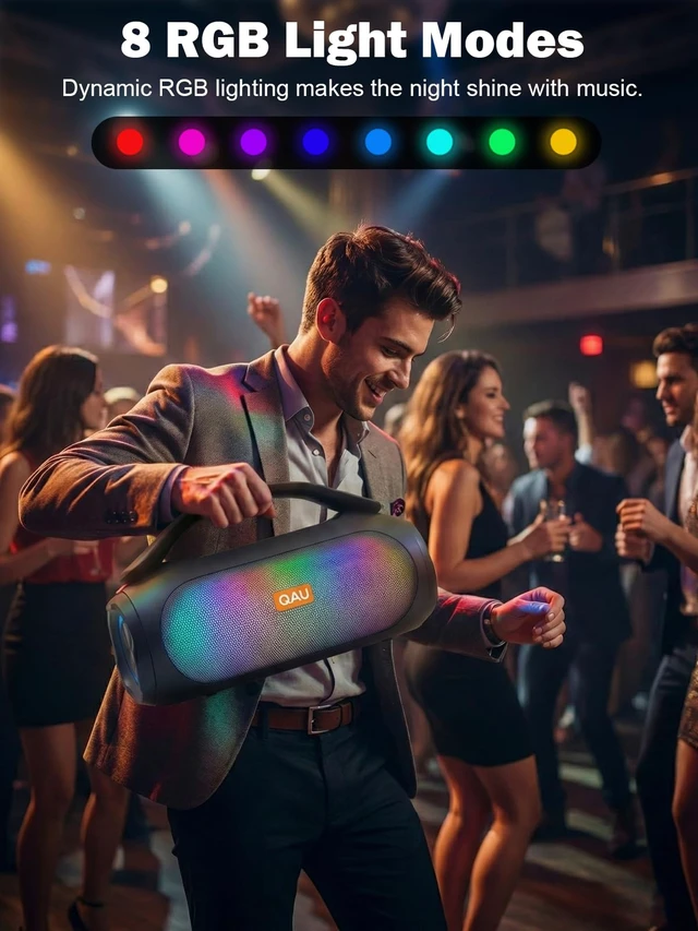Alt view image 3 of 6 - Portable Bluetooth Speaker, 125W Peak, Loud Sound, IPX6 Waterproof | Bluetooth 5.3, 3 EQ Modes, TWS, Power Bank, speakers bluetooth wireless with Lights for Home, Beach, Camping & Tailgating