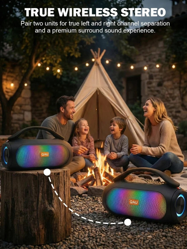 Alt view image 6 of 6 - Portable Bluetooth Speaker, 125W Peak, Loud Sound, IPX6 Waterproof | Bluetooth 5.3, 3 EQ Modes, TWS, Power Bank, speakers bluetooth wireless with Lights for Home, Beach, Camping & Tailgating