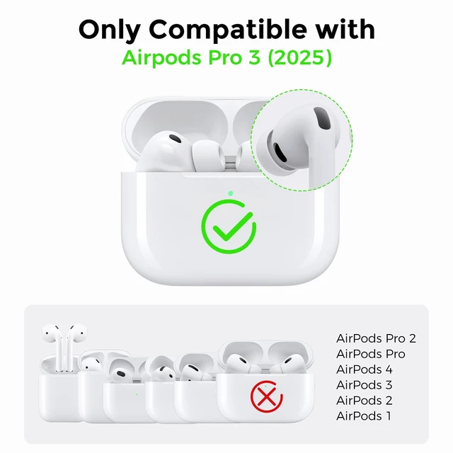 Alt view image 2 of 7 - AirPods Pro 3 Case Cover (2025) with Cleaning Kit | Soft Silicone AirPods Pro 3rd Generation Case, Added Lanyard, Full Body Shockproof Cover Skin for Apple AirPods Pro 3rd Gen