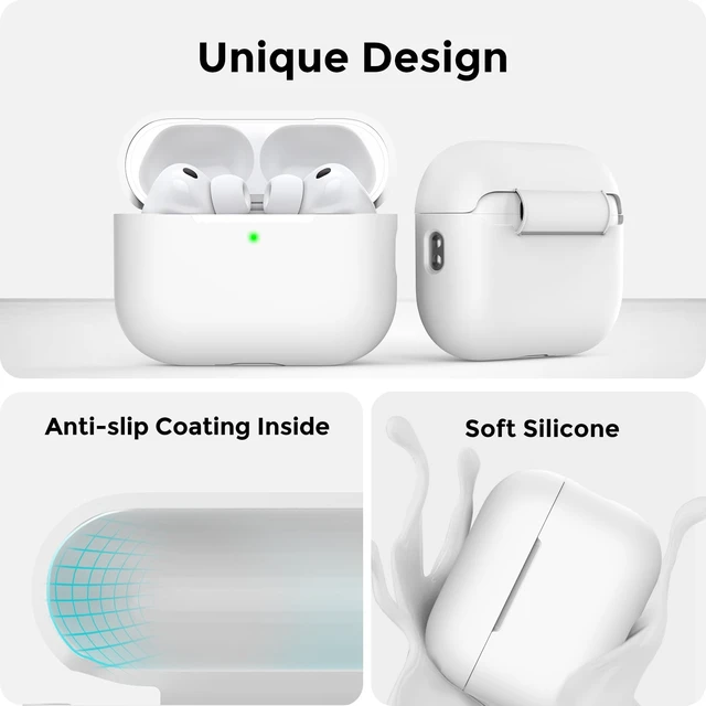 Alt view image 4 of 7 - AirPods Pro 3 Case Cover (2025) with Cleaning Kit | Soft Silicone AirPods Pro 3rd Generation Case, Added Lanyard, Full Body Shockproof Cover Skin for Apple AirPods Pro 3rd Gen