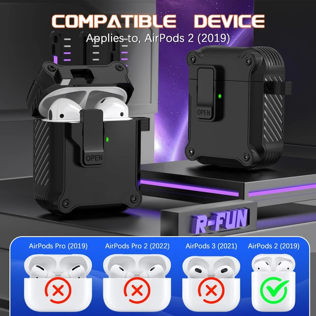 Alt view image 4 of 6 - for AirPods 2 Case Cover with Lock Magnetic Lid, Black | Compatible with Apple AirPods 2 and AirPods(2016), Case with Cleaner Kit & Keychain, Powerful Drop Protection