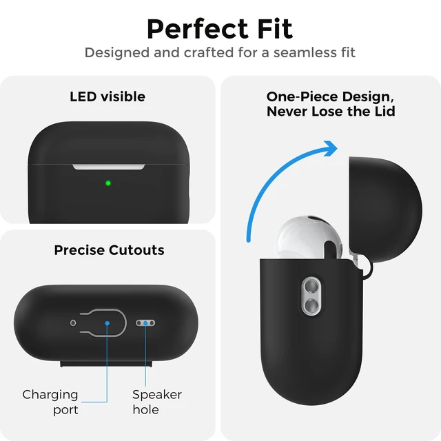 Alt view image 3 of 7 - AirPods Pro 3 Case Cover (2025) with Cleaning Kit | Soft Silicone AirPods Pro 3rd Generation Case, Added Lanyard, Full Body Shockproof Cover Skin for Apple AirPods Pro 3rd Gen