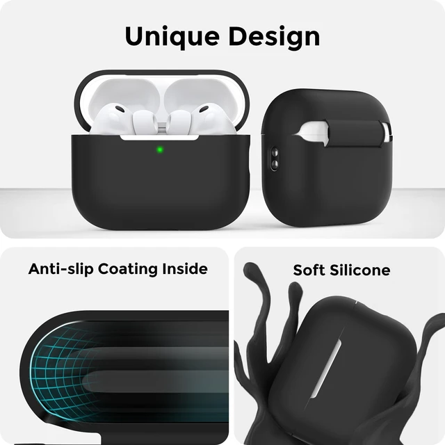 Alt view image 4 of 7 - AirPods Pro 3 Case Cover (2025) with Cleaning Kit | Soft Silicone AirPods Pro 3rd Generation Case, Added Lanyard, Full Body Shockproof Cover Skin for Apple AirPods Pro 3rd Gen