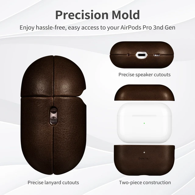 Alt view image 5 of 7 - Handcrafted Vegetable-Tanned Leather Case for AirPods Pro 3 | Full-Grain Cowhide, Develops Rich Patina, Handcrafted, Compatible with MagSafe, Secure Grip, Precision Fit, Bourbon Brown