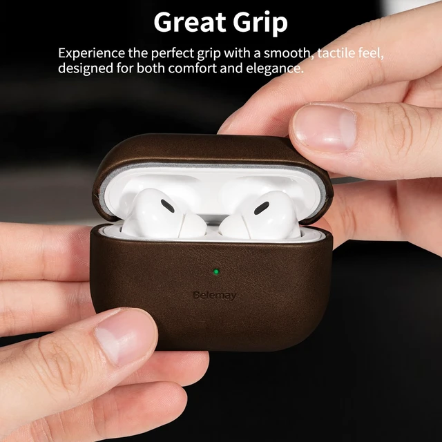 Alt view image 3 of 7 - Handcrafted Vegetable-Tanned Leather Case for AirPods Pro 3 | Full-Grain Cowhide, Develops Rich Patina, Handcrafted, Compatible with MagSafe, Secure Grip, Precision Fit, Bourbon Brown
