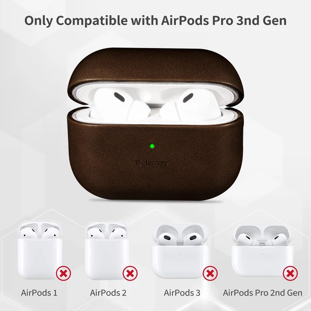Alt view image 7 of 7 - Handcrafted Vegetable-Tanned Leather Case for AirPods Pro 3 | Full-Grain Cowhide, Develops Rich Patina, Handcrafted, Compatible with MagSafe, Secure Grip, Precision Fit, Bourbon Brown