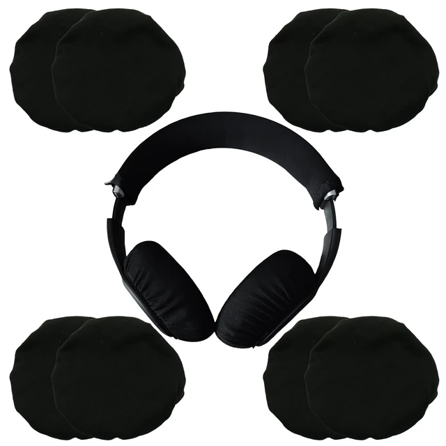 Alt view image 7 of 7 - Headphone Ear Covers, 10 Pcs/5 Pairs, Black | Fit 9-11 cm Over-Ear Headphones, Washable, Stretchable, Sweat Covers for Gym, Libraries, Office