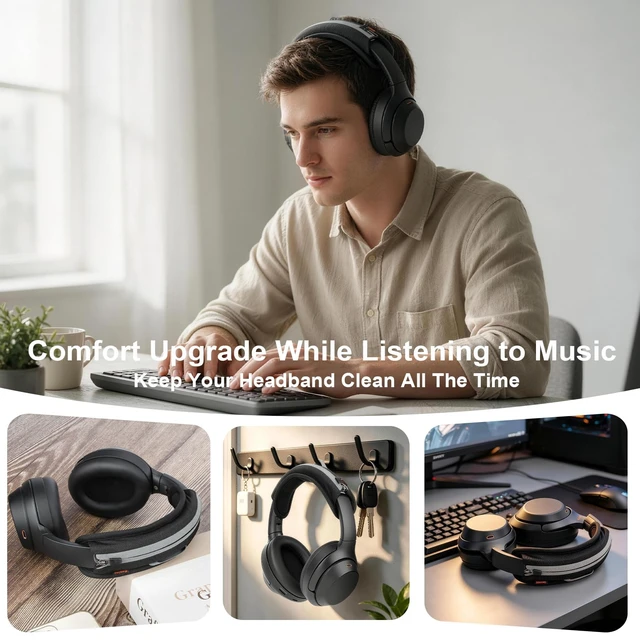 Alt view image 3 of 7 - Universal Replacement Headphone Headband Cover, Headband Cushion Pad Cover Compatible with Sony, Bose, Beats, JBL Head Band Protector for Noise Canceling Stereo Headset (Black)