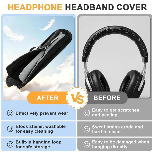 Alt view image 5 of 7 - Universal Replacement Headphone Headband Cover, Headband Cushion Pad Cover Compatible with Sony, Bose, Beats, JBL Head Band Protector for Noise Canceling Stereo Headset (Black)
