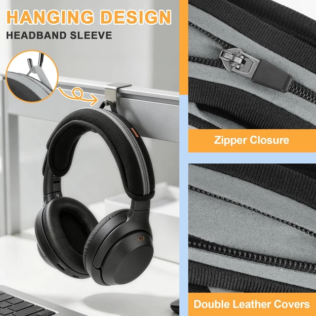 Alt view image 6 of 7 - Universal Replacement Headphone Headband Cover, Headband Cushion Pad Cover Compatible with Sony, Bose, Beats, JBL Head Band Protector for Noise Canceling Stereo Headset (Black)