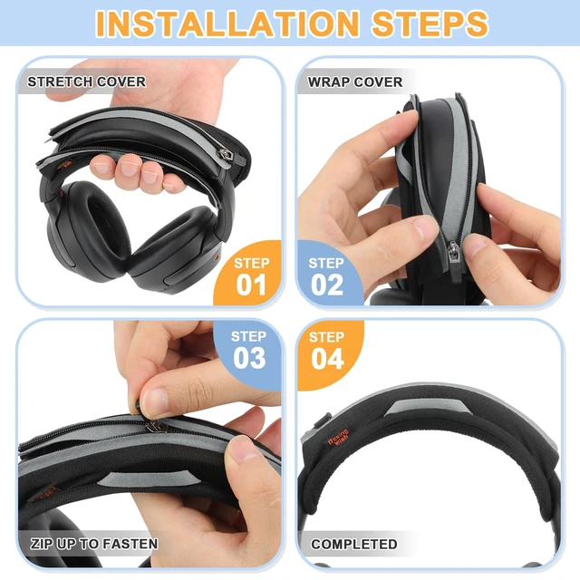 Alt view image 7 of 7 - Universal Replacement Headphone Headband Cover, Headband Cushion Pad Cover Compatible with Sony, Bose, Beats, JBL Head Band Protector for Noise Canceling Stereo Headset (Black)