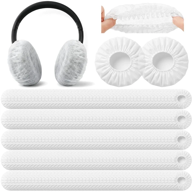 Main image of 500 Pcs Disposable Headphone Covers & Ear Covers, Non-Woven Sanitary Earpad Cover for Over-Ear Headphones (4.3 Inch/11cm), Ideal for Gyms, Salons, Call Centers & Shared Headsets, White