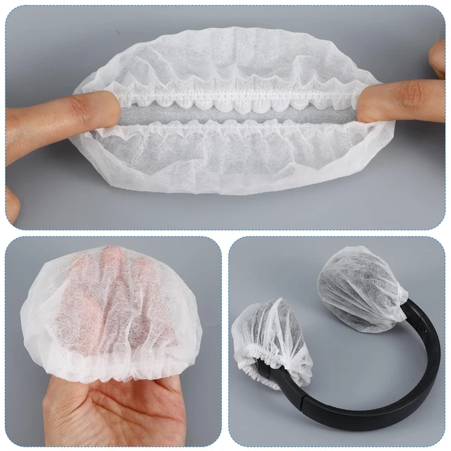 Alt view image 3 of 7 - 500 Pcs Disposable Headphone Covers & Ear Covers, Non-Woven Sanitary Earpad Cover for Over-Ear Headphones (4.3 Inch/11cm), Ideal for Gyms, Salons, Call Centers & Shared Headsets, White