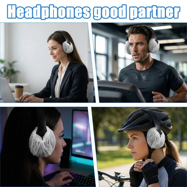Alt view image 4 of 7 - 500 Pcs Disposable Headphone Covers & Ear Covers, Non-Woven Sanitary Earpad Cover for Over-Ear Headphones (4.3 Inch/11cm), Ideal for Gyms, Salons, Call Centers & Shared Headsets, White